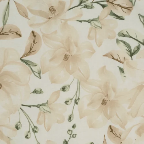 PTF-124b Dekbedovertrek van katoen met beige bloemen PTF-124