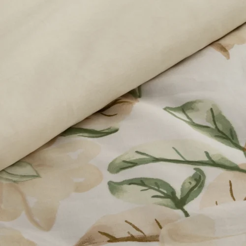 PTF-124c Dekbedovertrek van katoen met beige bloemen PTF-124
