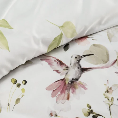 Satijnen dekbedovertrek met bloemen en vogels PTM-10