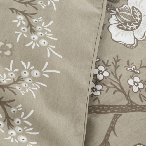 Renforce Deluxe katoenen dekbedovertrek PTO-010 taupe met bloemetjes