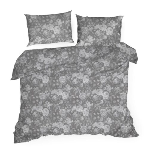 PTO-020b Renforce Deluxe Katoenen dekbedovertrek PTO-020 grijs met bloemen
