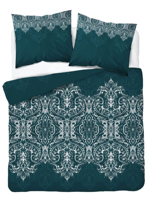 SJB-329 Dekbedovertrek katoensatijn SJB-329 boho forestgreen