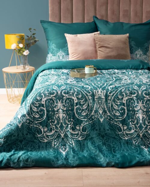 SJB-329a Dekbedovertrek katoensatijn SJB-329 boho forestgreen