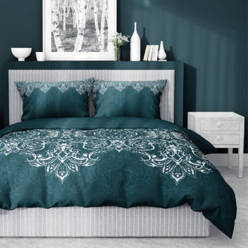 SJB-329c Dekbedovertrek katoensatijn SJB-329 boho forestgreen