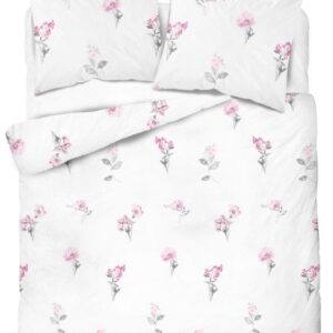 Dekbedovertrek katoensatijn roze bloemetjes SJB-385