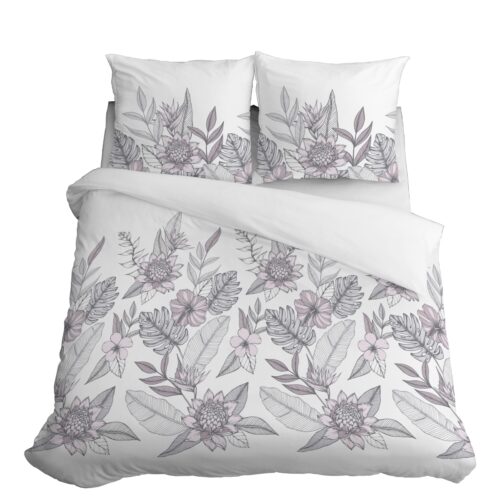 SJB-433a Dekbedovertrek katoensatijn met grote bloemen SJB-433