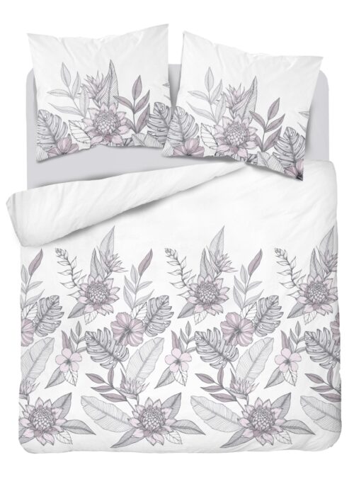 SJB-433b Dekbedovertrek katoensatijn met grote bloemen SJB-433