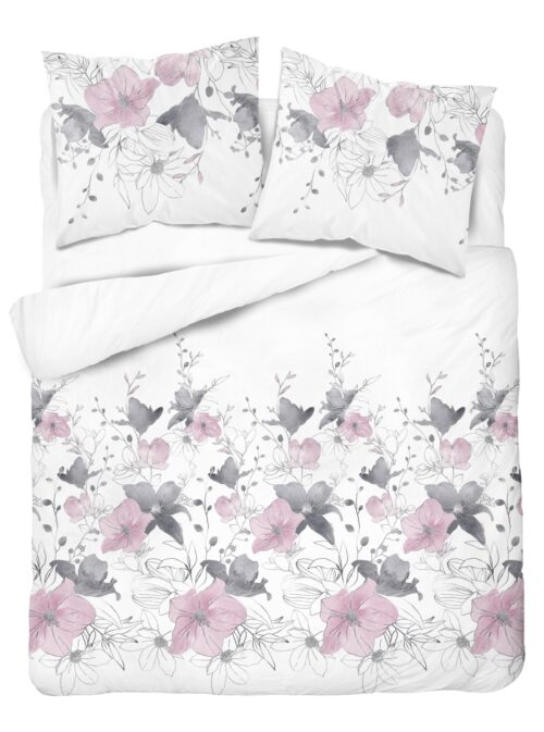SJB-459b Dekbedovertrek van katoensatijn met bloemen SJB-459
