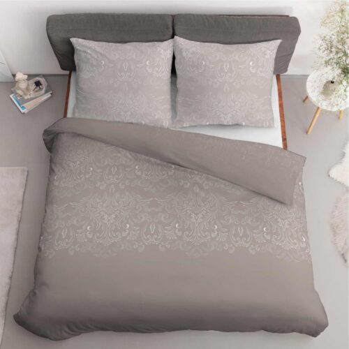 SJB-556c Katoensatijnen dekbedovertrek met ornament SJB-556 beige