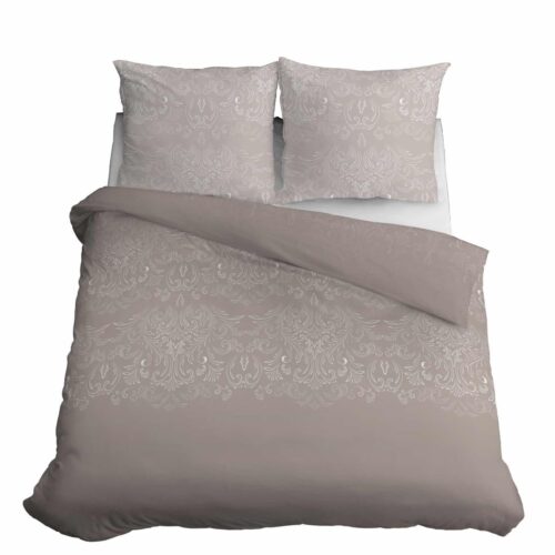SJB-556d Katoensatijnen dekbedovertrek met ornament SJB-556 beige