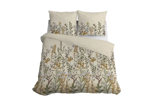 SJB-583c Dekbedovertrek katoensatijn met wilde bloemen SJB-583
