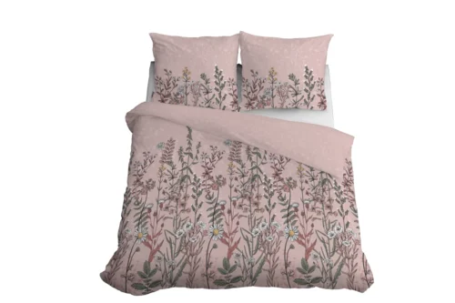 SJB-584c Dekbedovertrek katoensatijn met wilde bloemen SJB-584