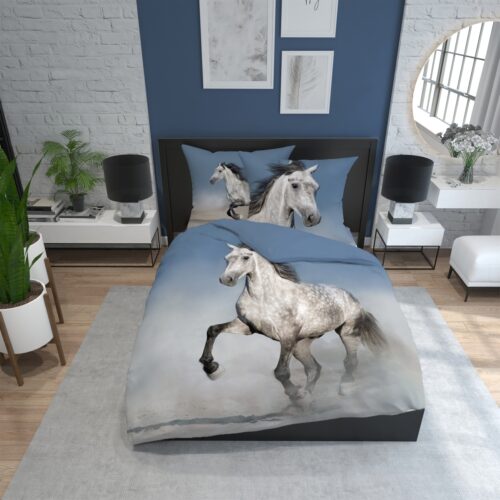 SJE-035b Katoenen dekbedovertrek met paardenprint SJE-035