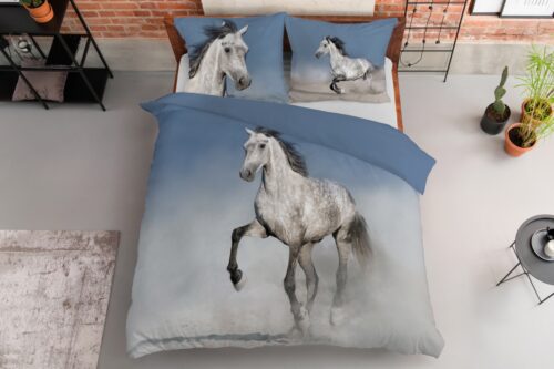 SJE-035c Katoenen dekbedovertrek met paardenprint SJE-035