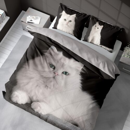 SJE-040 Katoenen dekbedovertrek met kattenprint SJE-040