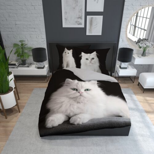 SJE-040b Katoenen dekbedovertrek met kattenprint SJE-040