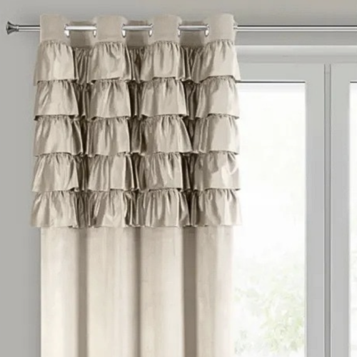 Velours Gordijn met Ruches - Champagne