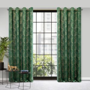 Velours Ringgordijn met Bloemen - Groen