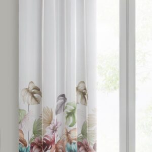 Gordijn met print van kleurrijke bladeren en bloemen ZKFK-01