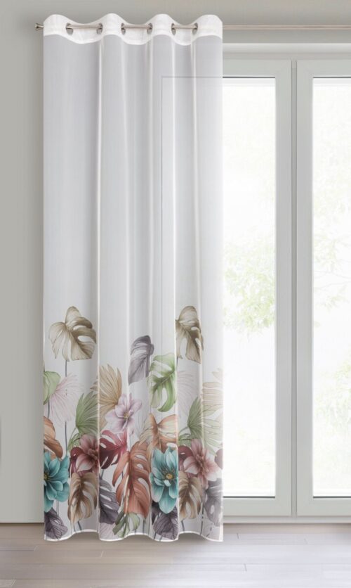 ZKFK-01a Gordijn met print van kleurrijke bladeren en bloemen ZKFK-01