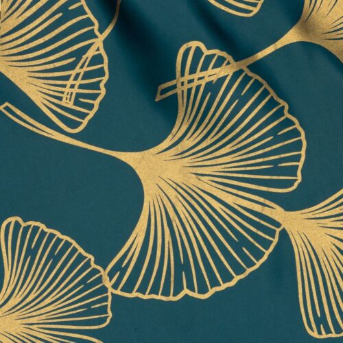 Verduisteringsgordijn met Gouden Print - Turquoise