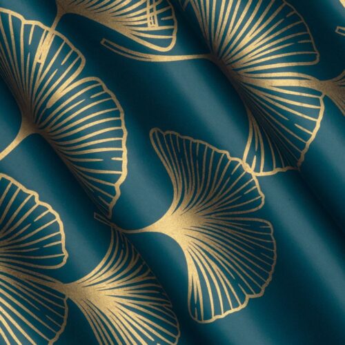 Verduisteringsgordijn met Gouden Print - Turquoise