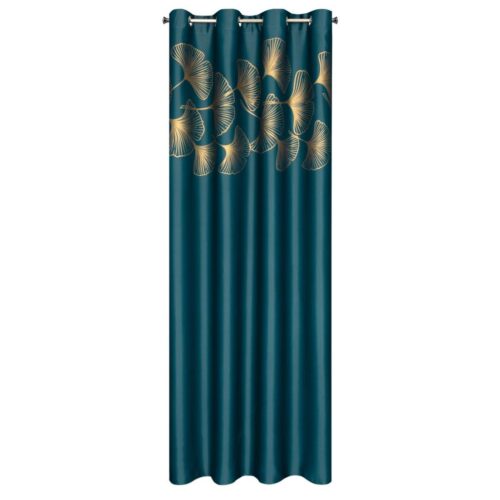 Verduisteringsgordijn met Gouden Print - Turquoise