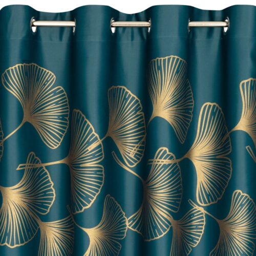 Verduisteringsgordijn met Gouden Print - Turquoise