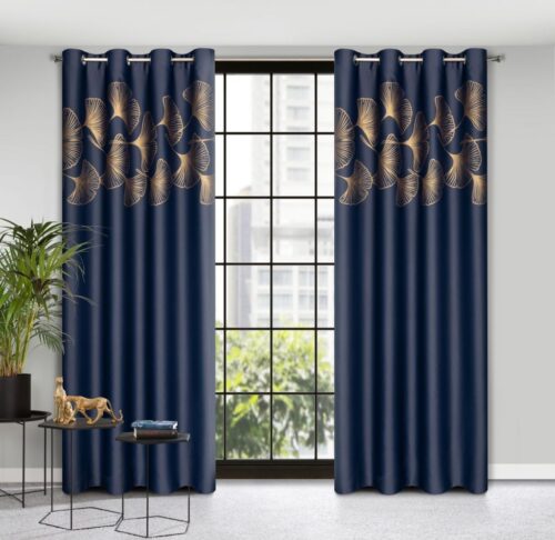 ZKIB-04 Verduisteringsgordijn met Gouden Print - Donkerblauw