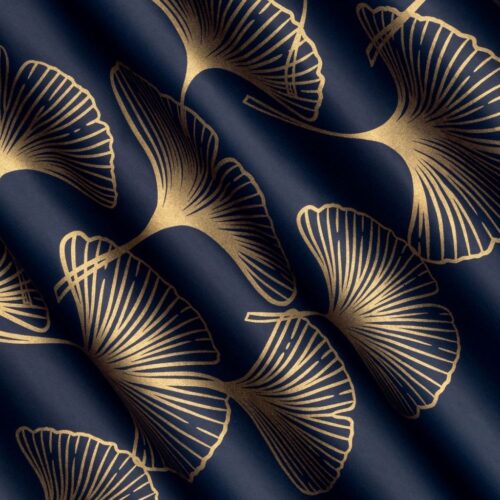 ZKIB-04c Verduisteringsgordijn met Gouden Print - Donkerblauw