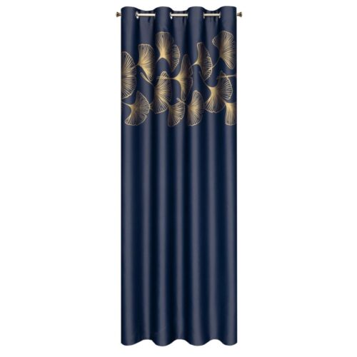 ZKIB-04d Verduisteringsgordijn met Gouden Print - Donkerblauw