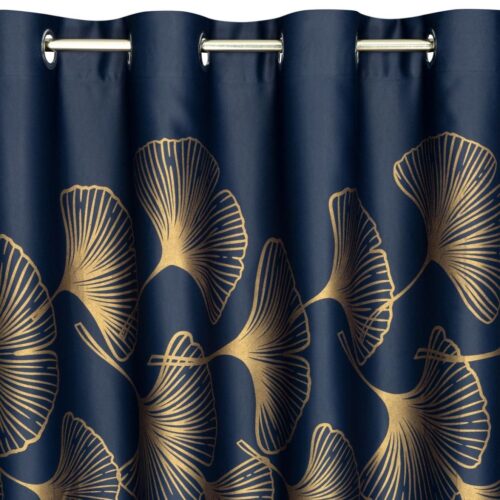 ZKIB-04e Verduisteringsgordijn met Gouden Print - Donkerblauw