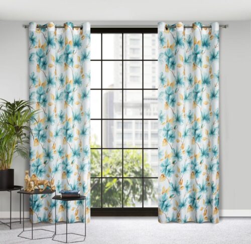 ZKIC-01a Gordijn met plantenprint-ZKIC-01