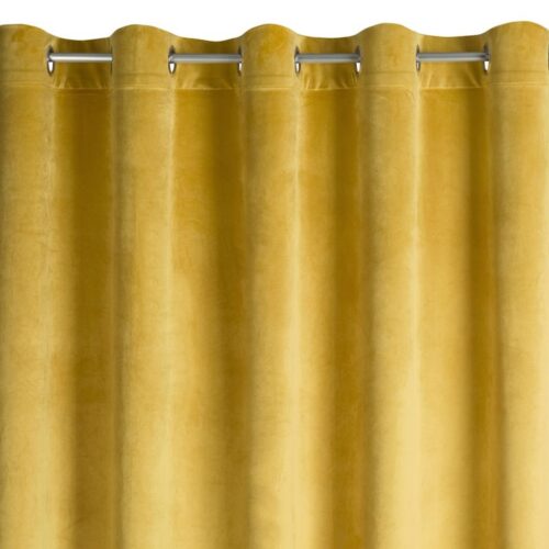ZKIW-07a Velvet Ringgordijn - Mosterdgeel