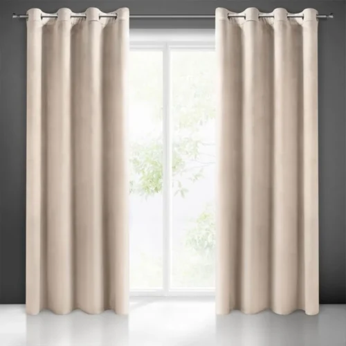 Velvet Ringgordijn - Beige