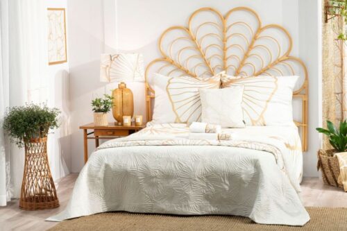 ZKLI-02c Luxe velvet Ringgordijn Plantenprint - Wit