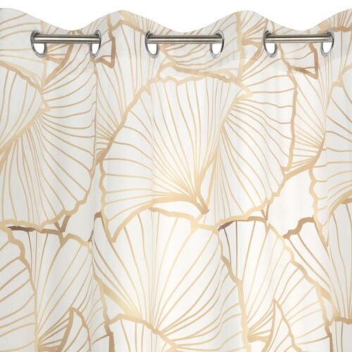 ZKLI-03d Luxe velvet Ringgordijn Plantenprint - Wit