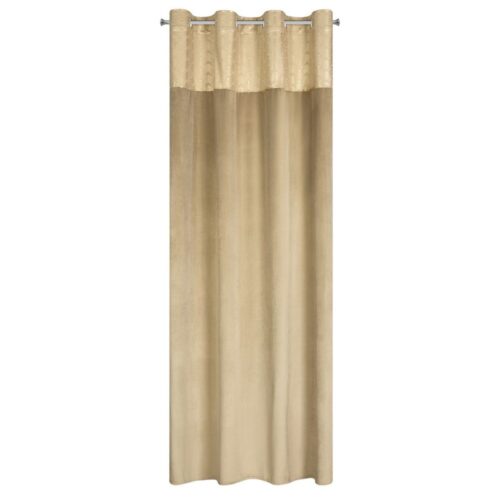ZKLW-01d Fluwelen Ringgordijn met Glanzende Print - Beige