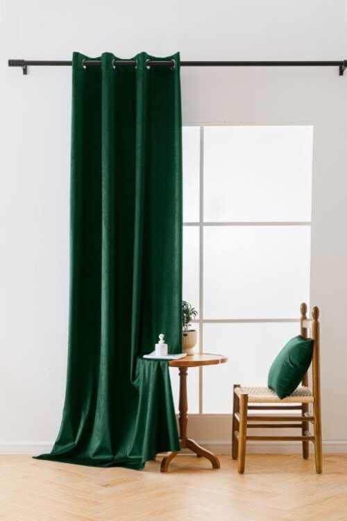ZKMR-01 Flesgroen velours gordijn met ringen ZKMR-01