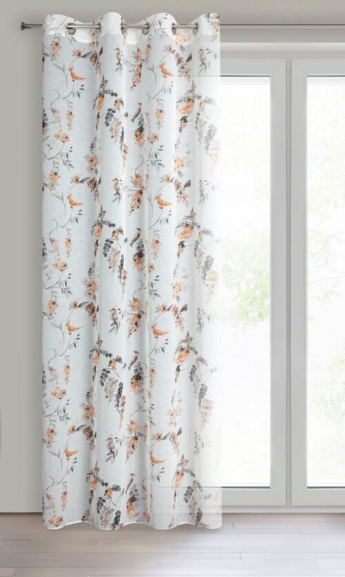 ZKNM-01 Etamine gordijn met botanisch motief ZKNM-01
