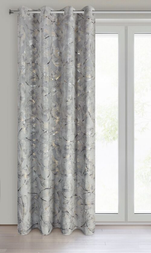 ZKNP-03 Velours gordijn met motief van glanzende bladeren ZKNP-03