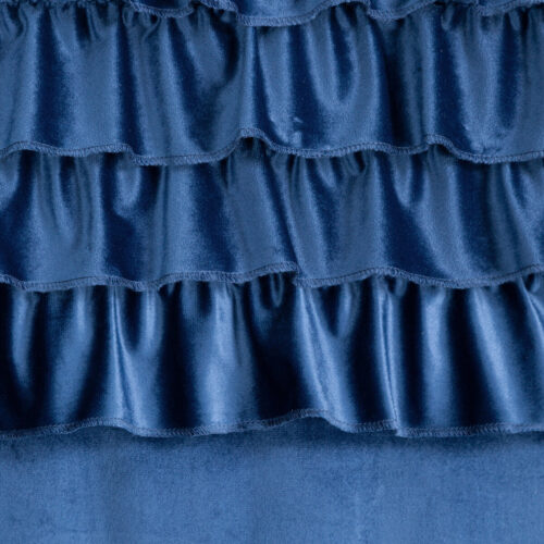 Gordijn met marineblauwe bladeren met glanzende draad ZKNR-02
