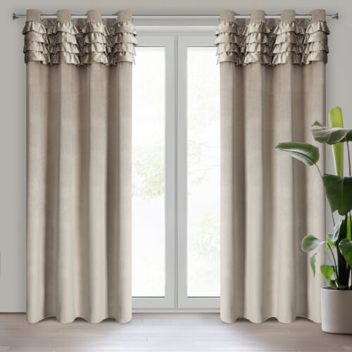 Velours gordijn met ruches ZKNS-03