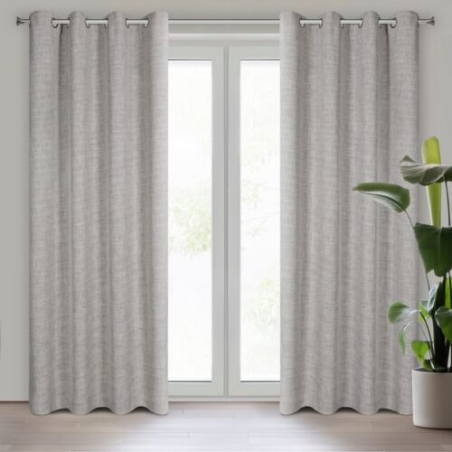 ZKNW-01 Ringgordijn Linnenlook - Warm Grijs/Beige