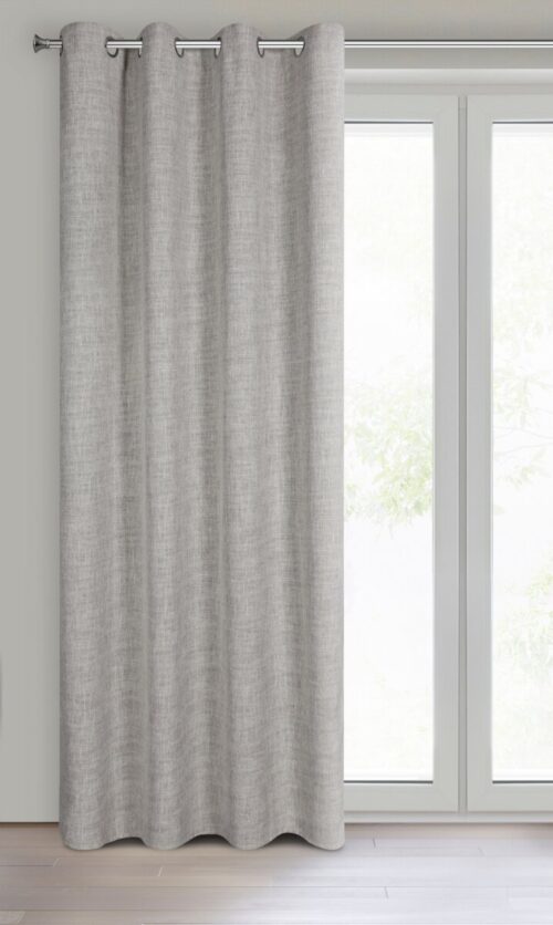 ZKNW-01A Ringgordijn Linnenlook - Warm Grijs/Beige