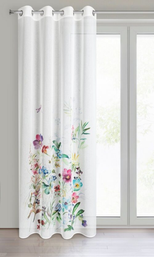 ZKNZ-01 Etamine gordijn met bloemen ZKNZ-01