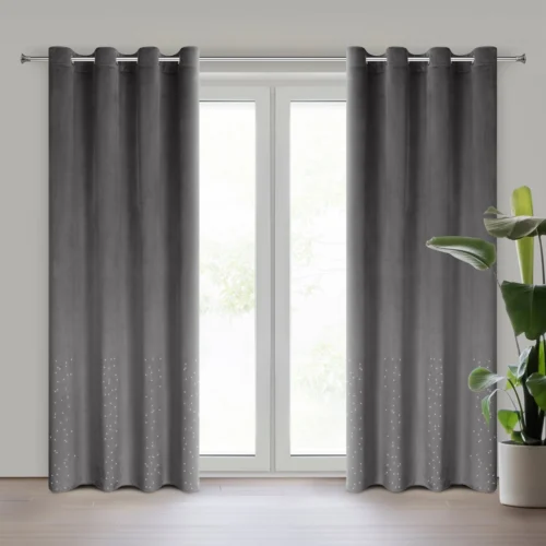 ZKOG-03 Velours gordijn versierd met glanzende diamanten ZKOG-03