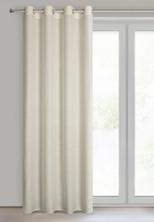 ZKOJ-01a Linnenlook Ringgordijn Gemêleerd - Beige