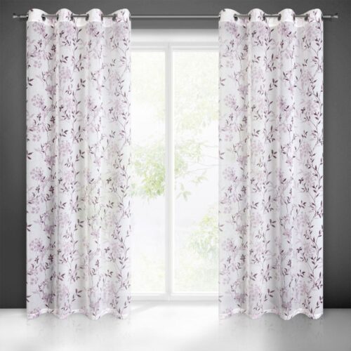 Gordijn in-between van etamine met plantenprint ZKPH-01