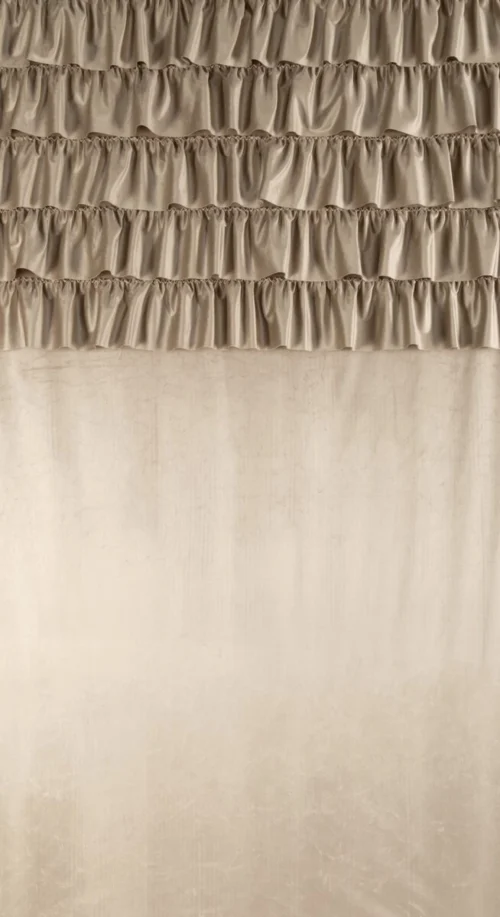 ZKRA-05 Velours Ringgordijn met Ruches - Beige